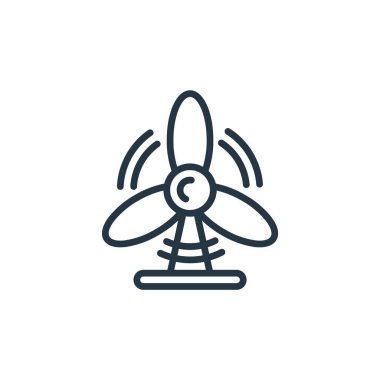 Rüzgar enerjisi vektör simgesi. Rüzgâr enerjisi düzenlenebilir. Ağ ve mobil uygulamalarda, logoda ve yazılı medyada kullanılmak üzere rüzgar enerjisi doğrusal sembolü. İnce çizgili çizim. Vektör izole çizimi.