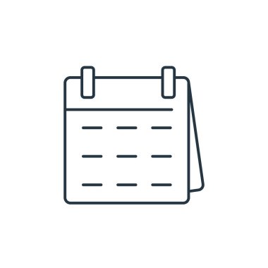 Takvim vektör simgesi. Düzenlenebilir felç. Web ve mobil uygulamalarda kullanmak için takvim doğrusal sembolü, logo, yazdırma ortamı. İnce çizgili çizim. Vektör izole çizimi.