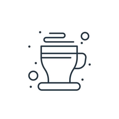 Sıcak fincan vektör simgesi. Sıcak fincan düzeltilebilir felç. Web ve mobil uygulamalarda kullanmak için sıcak fincan lineer sembolü, logo, yazdırma medyası. İnce çizgili çizim. Vektör izole çizimi.