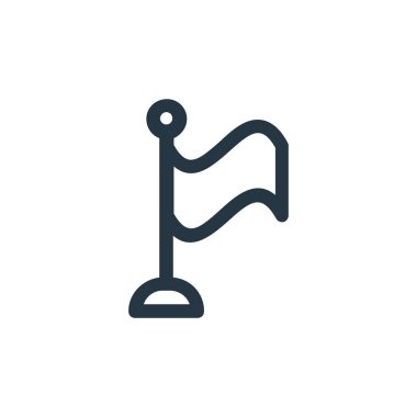 Bayrak vektör simgesi. bayraklı felç. Web ve mobil uygulamalarda, logoda ve yazılı medyada kullanılacak bayrak doğrusal sembolü. İnce çizgili çizim. Vektör izole çizimi.