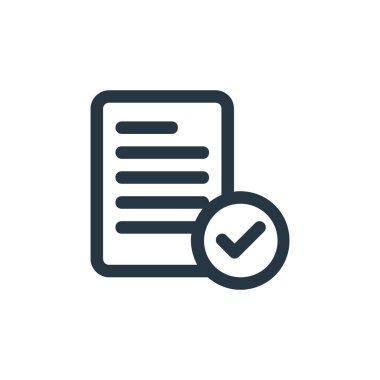 Kontrol listesi vektör simgesi. Yapılacaklar listesi felci. Web ve mobil uygulamalar, logo ve yazdırma ortamlarında kullanılacak doğrusal kontrol listesi sembolü. İnce çizgili çizim. Vektör izole çizimi.