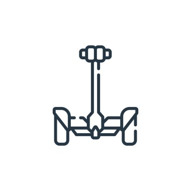 segway vektör simgesi. Segway düzenlenebilir felç. segway lineer sembolü web ve mobil uygulamalarda, logoda, yazdırma ortamında kullanılır. İnce çizgili çizim. Vektör izole çizimi.