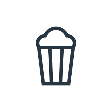 Patlamış mısır vektör simgesi. Patlamış mısırla oynanabilir felç. İnternet ve mobil uygulamalarda, logoda ve yazılı medyada kullanılmak üzere patlamış mısır doğrusal sembolü. İnce çizgili çizim. Vektör izole çizimi.