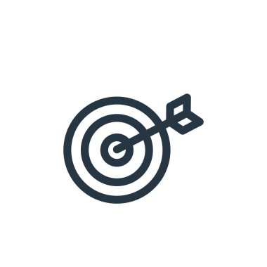 hedef vektör simgesi. Hedef değiştirilebilir vuruş. Web ve mobil uygulamalar, logo ve yazdırma ortamlarında kullanılacak doğrusal simgeyi hedef al. İnce çizgili çizim. Vektör izole çizimi.