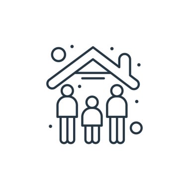 Evde kal vektör simgesi. Evde kalıp kurgulanabilir bir vuruş yap. İnternet ve mobil uygulamalarda, logoda ve yazılı medyada kullanım için evde doğrusal simge olarak kal. İnce çizgili çizim. Vektör izole çizimi.