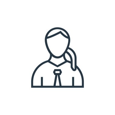 Gazeteci vektör simgesi. Yazılabilir gazeteci vuruşu. Web ve mobil uygulamalarda, logoda, yazılı medyada kullanmak için gazeteci doğrusal sembolü. İnce çizgili çizim. Vektör izole çizimi.