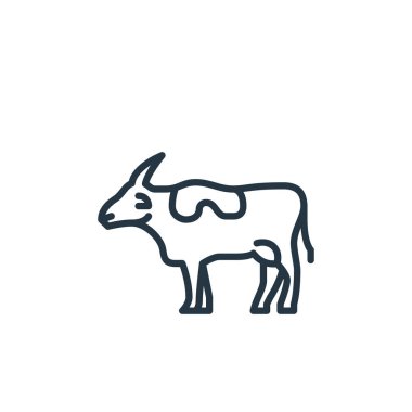 İnek vektör simgesi. İnek inme inmesi. İnternet ve mobil uygulamalarda, logoda ve yazılı medyada kullanılmak üzere inek doğrusal sembolü. İnce çizgili çizim. Vektör izole çizimi.