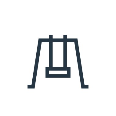 Salıncak vektör simgesi. Düzenlenebilir felç. Web ve mobil uygulamalarda kullanmak için lineer simge salla, logo, yazdırma ortamı. İnce çizgili çizim. Vektör izole çizimi.