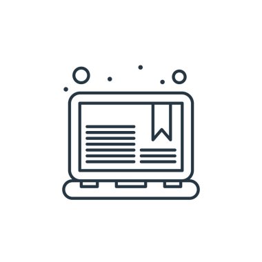 çevrimiçi öğrenme vektör simgesi. Çevrimiçi öğrenilebilir felç. İnternet ve mobil uygulamalarda kullanmak için çevrimiçi öğrenme lineer sembolü, logo, yazdırma medyası. İnce çizgili çizim. Vektör izole çizimi.