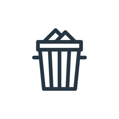 Çöp vektörü simgesi. Düzenlenebilir çöp vuruşu. Web ve mobil uygulamalarda, logoda, yazdırma ortamında kullanmak için çöp doğrusal sembolü. İnce çizgili çizim. Vektör izole çizimi.