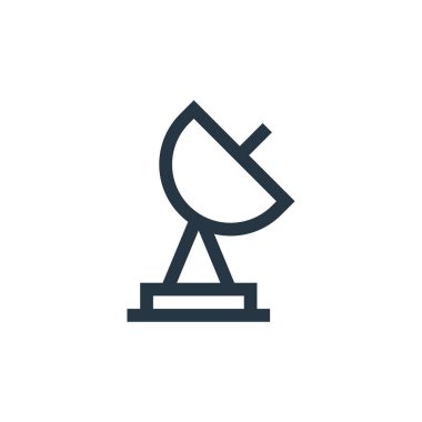 uydu vektör simgesi. Uydu düzenlenebilir felç. uydu lineer sembolü web ve mobil uygulamalarda, logoda, yazdırma ortamında kullanılır. İnce çizgili çizim. Vektör izole çizimi.
