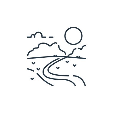 Steppe vektör simgesi. Bozkırda düzenlenebilir felç. Web ve mobil uygulamalarda kullanım için bozkır doğrusal sembolü, logo, yazdırma medyası. İnce çizgili çizim. Vektör izole çizimi.