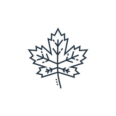 Akçaağaç yaprağı vektör simgesi. Akçaağaç yaprağı yenilebilir inme. Web ve mobil uygulamalarda kullanmak için akçaağaç yaprağı doğrusal sembolü, logo, yazdırma ortamı. İnce çizgili çizim. Vektör izole çizimi.