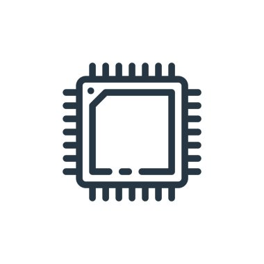 İşlemci vektör simgesi. İşlemci değiştirilebilir felç. Web ve mobil uygulamalarda kullanmak için işlemci doğrusal simgesi, logo, yazdırma ortamı. İnce çizgili çizim. Vektör izole çizimi.