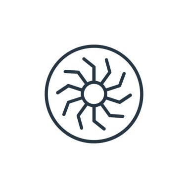 Türbin vektör simgesi. Türbin yenilebilir felç. Türbin lineer sembolü web ve mobil uygulamalarda, logoda, yazdırma ortamında kullanılır. İnce çizgili çizim. Vektör izole çizimi.