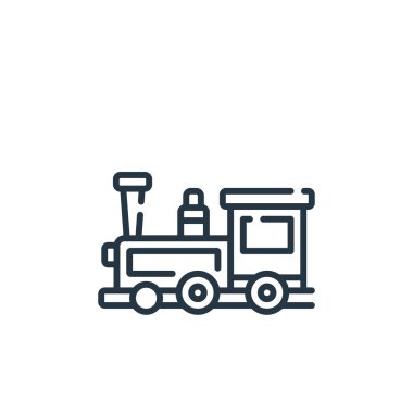 tren vektör simgesi. trenle inme. İnternet ve mobil uygulamalarda, logoda ve yazılı medyada kullanılacak doğrusal tren sembolü. İnce çizgili çizim. Vektör izole çizimi.