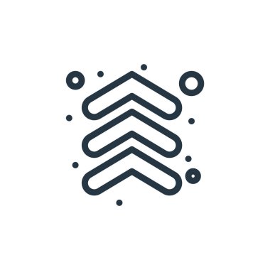 yukarı ok vektör simgesi. Okların üzerinde oynanabilir bir vuruş. Web ve mobil uygulamalarda kullanmak için ok doğrusal sembolü, logo, yazdırma ortamı. İnce çizgili çizim. Vektör izole çizimi.