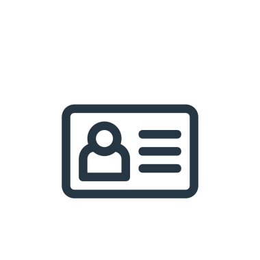 Kimlik kartı vektör simgesi. Kimlik kartı düzenlenebilir felç. Web ve mobil uygulamalarda kullanmak için kimlik kartı lineer sembolü, logo, yazdırma ortamı. İnce çizgili çizim. Vektör izole çizimi.