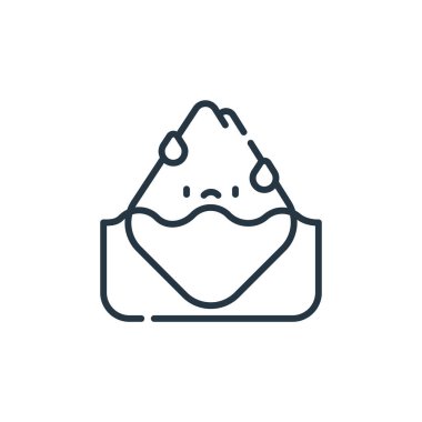 Buzdağı vektör simgesi. Buzdağının yenilebilir vuruşu. Web ve mobil uygulamalarda kullanım için buzdağı doğrusal sembolü, logo, yazdırma medyası. İnce çizgili çizim. Vektör izole çizimi.