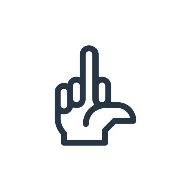 Orta parmak vektör simgesi. Orta parmak, düzenlenebilir felç. Web ve mobil uygulamalarda kullanmak için orta parmak lineer sembolü, logo, yazdırma medyası. İnce çizgili çizim. Vektör izole çizimi.