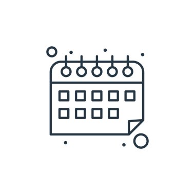 Takvim vektör simgesi. Düzenlenebilir felç. Web ve mobil uygulamalarda kullanmak için takvim doğrusal sembolü, logo, yazdırma ortamı. İnce çizgili çizim. Vektör izole çizimi.