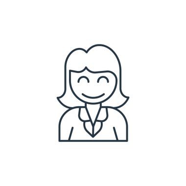 Öğretmen vektör simgesi. Kurgulanabilir öğretmen felci. Web ve mobil uygulamalarda, logoda, yazdırma ortamında kullanım için öğretmen doğrusal sembolü. İnce çizgili çizim. Vektör izole çizimi.