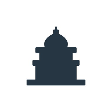 Cami vektör simgesi. Cami kurgulanabilir vuruşu. Web ve mobil uygulamalarda kullanmak için cami doğrusal sembolü, logo, yazdırma medyası. İnce çizgili çizim. Vektör izole çizimi.