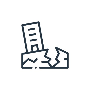 Deprem vektör simgesi. Deprem inmesi. Deprem lineer sembolü web ve mobil uygulamalarda, logoda, yazdırma ortamında kullanılır. İnce çizgili çizim. Vektör izole çizimi.