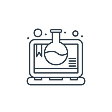 Online eğitim vektör simgesi. Çevrimiçi eğitim kanaması. İnternet ve mobil uygulamalarda kullanım için çevrimiçi eğitim lineer sembolü, logo, yazdırma medyası. İnce çizgili çizim. Vektör izole çizimi.