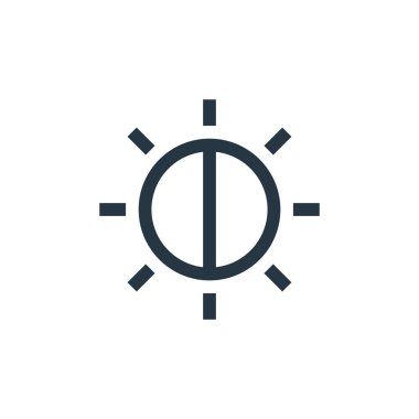 parlaklık vektör simgesi. Parlaklık düzeltilebilir felç. Web ve mobil uygulamalarda kullanmak için parlaklık doğrusal sembolü, logo, yazdırma ortamı. İnce çizgili çizim. Vektör izole çizimi.