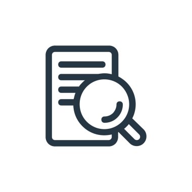 Dosya vektör simgesini ara. Düzenlenebilir arama dosyası felci. Web ve mobil uygulamalarda kullanmak için dosya doğrusal simgesini ara, logo, yazdırma ortamı. İnce çizgili çizim. Vektör izole çizimi.