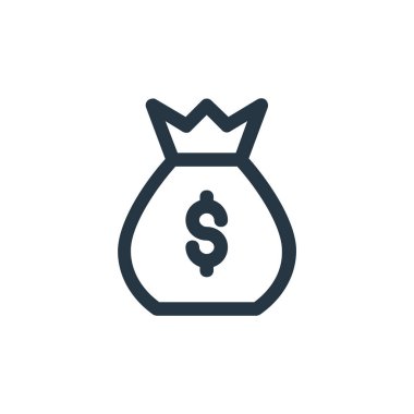 Para çantası vektör simgesi. Para çantası değiştirilebilir felç. para çantası lineer sembolü web ve mobil uygulamalar, logo, yazdırma medyası için. İnce çizgili çizim. Vektör izole çizimi.