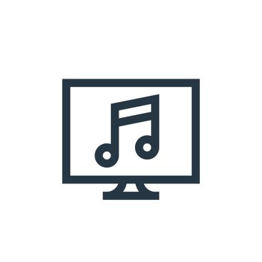 müzik vektör simgesi. müzik düzenlenebilir vuruş. Web ve mobil uygulamalarda kullanım için müzik doğrusal sembolü, logo, yazdırma medyası. İnce çizgili çizim. Vektör izole çizimi.
