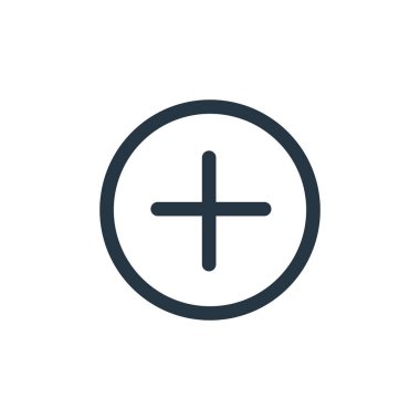 Artı vektör simgesi. Artı düzenlenebilir felç. Ayrıca internet ve mobil uygulamalarda kullanım için doğrusal sembol, logo, yazdırma medyası. İnce çizgili çizim. Vektör izole çizimi.