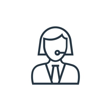 Merkez ajan vektör simgesini ara. Merkezi ara, düzenlenebilir felç. Web ve mobil uygulamalarda kullanmak için çağrı merkezi ajan doğrusal sembolü, logo, yazdırma ortamı. İnce çizgili çizim. Vektör izole çizimi.