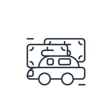 Otomobil vektör simgesi. Otomobille düzenlenebilir felç. Web ve mobil uygulamalarda kullanmak için otomobil lineer sembolü, logo, yazdırma medyası. İnce çizgili çizim. Vektör izole çizimi.