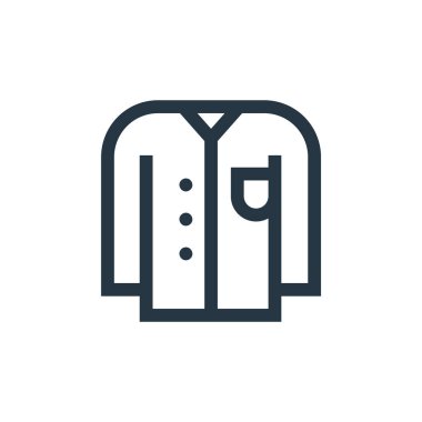 Gömlek vektör simgesi. Tişörte uygulanabilir felç. Web ve mobil uygulamalarda, logoda ve yazılı medyada kullanmak için gömlek lineer sembolü. İnce çizgili çizim. Vektör izole çizimi.
