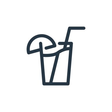 meyve suyu ikonu. Meyve suyu inmesi. Web ve mobil uygulamalarda kullanım için meyve suyu lineer sembolü, logo, yazdırma medyası. İnce çizgili çizim. Vektör izole çizimi.