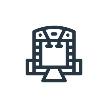 sahne vektör simgesi. Sahne düzenlenebilir felç. Web ve mobil uygulamalarda kullanmak için sahne doğrusal sembolü, logo, yazdırma medyası. İnce çizgili çizim. Vektör izole çizimi.