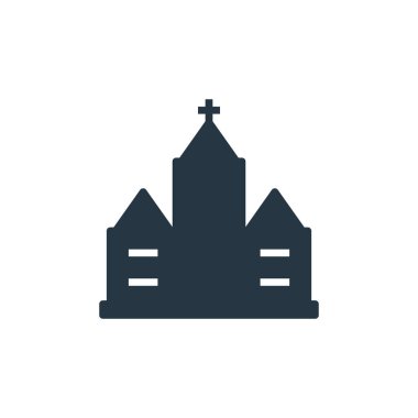 Kilise vektör ikonu. Kilise kurgulanabilir inme. İnternet ve mobil uygulamalarda kullanım için kilise lineer sembolü, logo, yazdırma medyası. İnce çizgili çizim. Vektör izole çizimi.