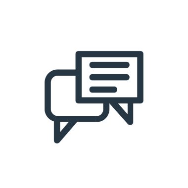 Chat vektör simgesi. Sohbet edilebilir felç. Web ve mobil uygulamalarda kullanmak için doğrusal sohbet sembolü, logo, yazdırma medyası. İnce çizgili çizim. Vektör izole çizimi.