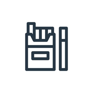 Sigara vektör ikonu. Sigara değiştirilebilir felç. sigara lineer sembolü web ve mobil uygulamalar, logo, yazdırma medyası için. İnce çizgili çizim. Vektör izole çizimi.