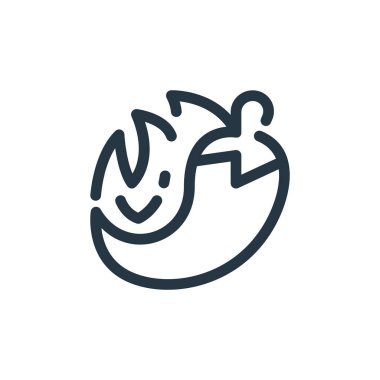 Kırmızı biber vektör simgesi. Kurgulanabilir biber felci. Web ve mobil uygulamalarda, logoda ve yazılı medyada kullanılmak üzere kırmızı biber doğrusal sembolü. İnce çizgili çizim. Vektör izole çizimi.