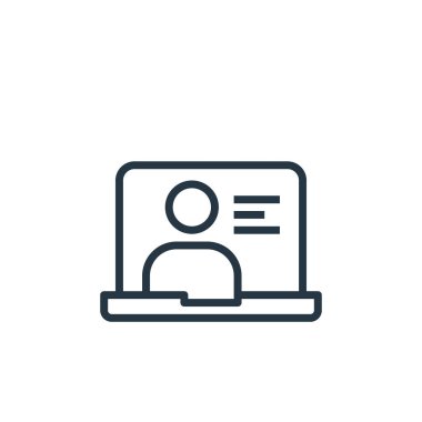 çevrimiçi öğrenme vektör simgesi. Çevrimiçi öğrenilebilir felç. İnternet ve mobil uygulamalarda kullanmak için çevrimiçi öğrenme lineer sembolü, logo, yazdırma medyası. İnce çizgili çizim. Vektör izole çizimi.