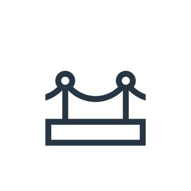 Kırmızı halı vektör simgesi. Kırmızı halı inmesi. Web ve mobil uygulamalarda kullanmak için kırmızı halı lineer sembolü, logo, yazdırma medyası. İnce çizgili çizim. Vektör izole çizimi.