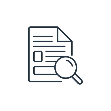 Arama vektörü simgesi. Düzenlenebilir felç. Web ve mobil uygulamalarda kullanmak için doğrusal simge ara, logo, yazdırma ortamı. İnce çizgili çizim. Vektör izole çizimi.