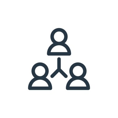 Takım çalışması vektör simgesi. Takım çalışması düzenlenebilir vuruş. Web ve mobil uygulamalarda, logoda ve yazılı medyada kullanım için takım çalışması lineer sembolü. İnce çizgili çizim. Vektör izole çizimi.