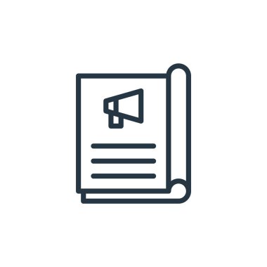 dergi vektör simgesi. dergi darbesi. dergi lineer sembolü web ve mobil uygulamalar, logo, yazdırma medyası. İnce çizgili çizim. Vektör izole çizimi.