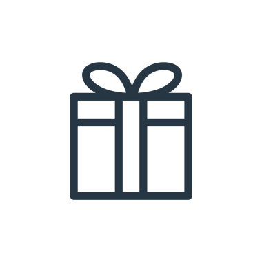 Hediye vektör simgesi. hediye olarak düzenlenebilir felç. hediye lineer sembolü web ve mobil uygulamalar, logo, yazdırma medyası için. İnce çizgili çizim. Vektör izole çizimi.