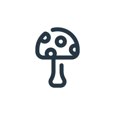 Mantar vektör simgesi. Mantar inmesi. Mantar doğrusal sembolü web ve mobil uygulamalarda, logoda, yazdırma ortamında kullanılır. İnce çizgili çizim. Vektör izole çizimi.